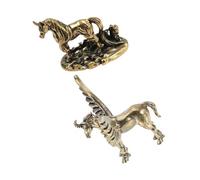 GRIRIW 2pcs Year Horse Feng Shui Brass Horse Statue Celestial Unicorn Zodiac Figurines for Wealth Career Luck Decorative Ornaments for Home Office Collection