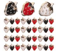 GRIRIW 30 Pcs Cartoon Strawberry Sewing Buttons Resin Cute Clothes Sewing Buttons for Lolita Dress Decoration Red, Black and White Strawberry Designs