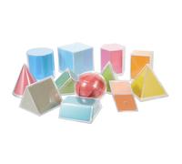 GRIRIW 3D Geometric Shapes Teaching Model Set for - 12 Plastic Math Manipulatives for Preschool and Elementary Geometry Learning, Area Unfolding Demonstration Solids for Classroom Use