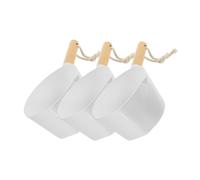 GRIRIW 3pcs Long Handle Water Scoop with Large Capacity Ladle for Kitchen and Bathroom Ergonomic Nonslip Wooden Grip Scratch Design for Everyday Cooking and Rinsing Tasks