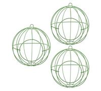 GRIRIW 3pcs Metal Globe Bird Nesting Holder for Hamsters and Pets with Ample Ventilation and Nest Building Support, Suitable for Outdoor and Backyard Use, Sturdy Green Cage