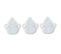 GRIRIW 3pcs Miniature Ceramic Sugar Bowl Set with Lids for Dollhouse Decoration, 1:12 Scale Simulation Jar Models, White Ceramic Pot Accessories for Miniature Furniture Collectors