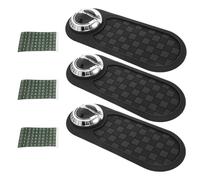 GRIRIW 3pcs Multifunctional Car Phone Holder and Anti-Slip Dashboard Mat Temporary Parking Number Pad, Universal Organizer for Phones, Sunglasses, and Keys, Silver Bracket Grey Plaid Mats