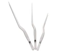 GRIRIW 3Pcs Stainless Steel Cooking Tweezers Kitchen Food Hair Remover Dishwasher Safe Precision Tongs for Poultry Fish Bone BBQ and Cooking Utensils