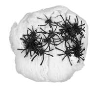 GRIRIW 4 Packs Halloween Spider Decorations Stretchable Fake Spiderweb with Plastic Spiders for Haunted House Party Indoor Outdoor Spooky Cobweb Set Easy DIY Halloween Decor