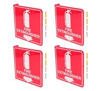 GRIRIW 4 Set Fire Extinguisher Signs with Double Sided Acrylic down Arrow Design, Easy Installation with Matching Screws, Scratch Resistant Fire Safety Signage for Public Spaces