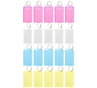 GRIRIW 40pcs Multi-Function Key Label Tags with Blank Space for Marking, Sturdy Pp Material with White Label and Keyring, Portable Luggage Accessory for Organising Keys and Suitcases