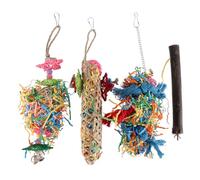 GRIRIW 4Pcs Bird Chewing for Parakeets Cockatiels Parrot Cage Hanging Bite Resistant Shredder for Beak Exercise and Boredom Relief