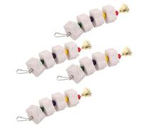 GRIRIW 4pcs Bird Parrot Beak Grinding Stones with Bell Hanging Chew for Cockatiel Parakeet Budgies Chinchilla Small Animal Teeth Care and Cage Entertainment