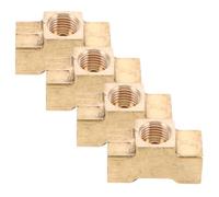 GRIRIW 4pcs Brass Female Threaded Tee Fittings for Air Compressor and Air Hose Industrial Brass Block Shape Connectors with Efficient Flow and Reliable Repeated Use for Multipoint Control
