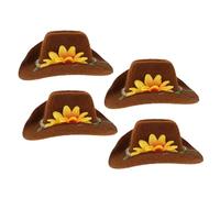GRIRIW 4pcs Chicken Cowboy Hat: Adjustable Felt Costume Fascinator for Hens Hamster & Small Birds - Miniature Pet Western Headgear for Farm-themed Events