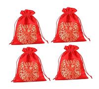 GRIRIW 4pcs Chinese Style Drawstring Pouch Candy Bag for Weddings Year Decorative Bags for Jewelry Candy Secure Closure Design