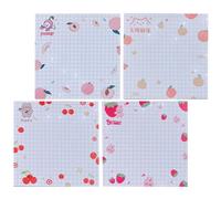 GRIRIW 4pcs Cute Fruit Pattern Memo Pads Set - Peach, Strawberry, Orange Cherry Designs - Portable Self-Adhesive Note Pads for School, Office, To-Do Lists and Reminders