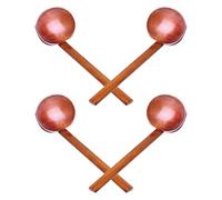 GRIRIW 4Pcs Long Handle Wooden Soup Spoons Octagonal Japanese Retro Style for Cooking, Eating, and Serving Asian Soups, Rice, Porridge - Natural Wood Ladles for Kitchen Use