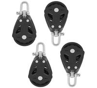 GRIRIW 4pcs Marine Nylon Swivel Pulley Block Set, Black Boat Rope Guide Wheels with Stainless Steel Bearings, Rotating Single Sheave for Kayak, Sailing and Fitness Cable Systems