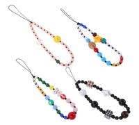 GRIRIW 4pcs Phone Lanyard Beaded Strap for Summer Beach Lost Mobile Phone Charm Strap