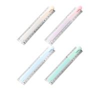 GRIRIW 4pcs Plastic Folding Ruler Set 30cm with Precision Drawing Templates Including Geometric Shapes for Students, Portable Size for Classroom and Homework Use