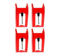 GRIRIW 4pcs Red Record Player Stylus Needles for Phonograph Turntables, Easy to Use Small and Portable Replacement Needles Made of Plastic and Aluminum