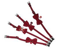 GRIRIW 4PCS Red Wedding Pet Collars Bowtie and Bell, Breakaway Safety Necklaces for Small to Large Dogs and Cats, Decorative Puppy Identification Collars Heart Pendant and Pearl Bow