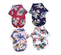 GRIRIW 4pcs Shirt Hawaiian Pet Apparel Breathable Puppy Clothes Stylish Vacation Outfits for Dogs
