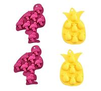 GRIRIW 4Pcs Silicone Ice Cube Molds with Assorted Colours for DIY Baking and Ice-Making Moulds, Creative Flamingo and Pineapple Shapes for Boys and Girls Drinks and Chocolates