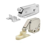 GRIRIW 4pcs Silver Cupboard Door Latch Locks for Wardrobes and Cabinets, Cold Rolled Steel, Easy Installation, Practical Push to Open Self-Locking Latches for Home Use