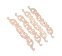 GRIRIW 4pcs Solid Wood Carved Appliques for Wall Door Cabinet Mirror Wardrobe Dresser Staircase European Vintage Style Ornate Wood Embellishments with Detailed Craftsmanship for DIY Home