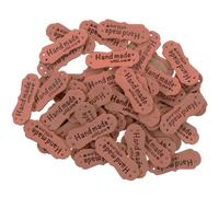 GRIRIW 50pcs Pu Embossed Leather Tags for Handmade Crafts with Attachable Holes, Classic Style Sewing Labels for Knitting, Crochet, and Clothing Decorations