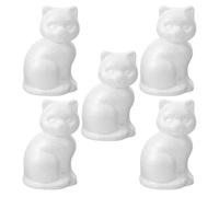 GRIRIW 5pcs Blank White Foam Cat Embryo for DIY Crafts Versatile Use and Painting Features, Suitable for ’s School Projects and Birthday Parties, 14cm Animal Shape Model