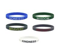 GRIRIW 5pcs Christian Wristbands Silicone Bangles with English Letters Design, Unisex Stretch Wrist Straps Featuring Good Hand Feeling, Spiritual Jewellery for Women and Random Color