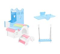 GRIRIW 5Pcs Hamster Set Double House with Slide Rainbow Pet Nest for Animals for Hamster Exercise and Playtime Activities