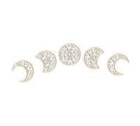GRIRIW 5Pcs Hollow Out Moon Phase Wall Decor Wood Moon Cycle Ornament with Maple Grain Texture Delicate Bedroom Artwork for Rustic Wall Decorations