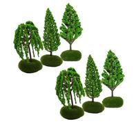 GRIRIW 6 pcs Miniature Landscape Trees Model Lightweight Plastic Mini Scenery Trees for Model Train Railways Sand Table Layout DIY Micro Landscape Craft