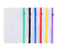 GRIRIW 6pcs A6 Frosted PVC Colorful Zipper Binder Pouches with 6-Hole Punch, Document Organizing Pockets for File Bags, Card Storage, and Office School Use