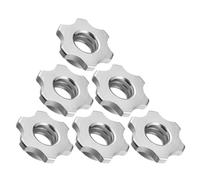 GRIRIW 6pcs Barbell Lock Collar Barbell Self-locking Nut Cast Iron Nut with Resistance to Damage Prevents Loosening Silver for Gym Equipment