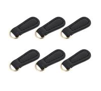 GRIRIW 6pcs Black Zipper Pullers Set for Garment and Luggage Repair Leather Zipper Tabs Replacement for Backpacks and Bags for Sewing Accessories