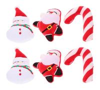 GRIRIW 6pcs Christmas Catnip Set for Indoor Cats, Plush Candy Snowman Santa Cane Cartoon Teething, Interactive Kitten Self-playing Stuffed Catnip Chew