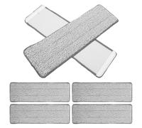 GRIRIW 6pcs Flat Mop Replacement Pads 36x11cm Washable Reusable Microfiber Mop Cloths for Wet Dry Hardwood, Tile, Laminate Floor Cleaning