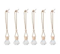 GRIRIW 6pcs Hanging Glass Car Perfume Bottles with Lid Refillable Aromatherapy Diffuser Pendant for Auto Interior Home and Garden Air Freshener Decoration