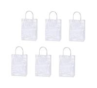 GRIRIW 6pcs Transparent PVC Plastic Bouquet Bags Handheld Tote Bags with Button Closure Square Bottom for Flower Packaging Wrapping and Party Favors