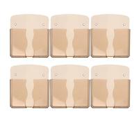 GRIRIW 6pcs Wall Mounted Phone Holder for Cellphone with Self Adhesive PC Material, No Drill Installation, Reduces Tripping Hazards, Suitable for Nightstand or Entryway Charging