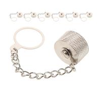 GRIRIW 7pcs N Type Female Dust Cap with Chain, Waterproof Copper Nickel Plated Connector Cover for So239 Connector, Easy Installation for Outdoor Communication and Adapter Uses