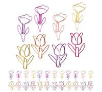 GRIRIW 80pcs Mixed Color Flower Paper Clips with Tulip and Blossom Designs, Cute Cartoon Metal Clips for Planners, Bookmarks, and Office Organization in UK