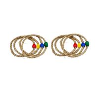 GRIRIW 8PCS Outdoor Throwing Ring Game for Natural Twine Rope Hoops with Bright Colors Enhances Hand Eye Coordination and Motor Skills for Garden and Beach Activities Random Color
