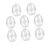GRIRIW 8pcs Plastic Easter Egg Party Boxes, 90x90x120mm Flat Bottom Fillable Candy Storage Containers, Jumbo Egg Shaped Baubles for Spring Holiday Decor and Craft