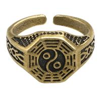 GRIRIW Adjustable Taoism Ring for Men Appealing Shape, Skin Friendly and Comfortable Brass Statement Finger Ring for Prom and Evening Party Accessories