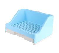GRIRIW Anti-tipping Pet Rabbit Drawer Toilet with Fixed Lock Buckle Plastic Litter Tray for Bunny Cage Animal Basin Easy to Install and Move Blue