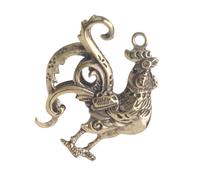 GRIRIW Antique Brass Rooster Keychain Ornament Zodiac Animals Keyring Pendant Retro Brass Tower Craft Decoration for Car Interior Accessories