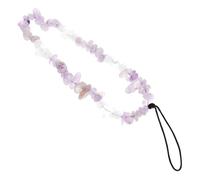 GRIRIW Beaded Phone Charm Chain with Natural Amethyst Crystal Fragments Bohemian Style Phone Lanyard Strap Accessory for Women