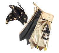 GRIRIW Black and Star Cat Witch Dress with Adjustable Wizard Cloak for Small Pets Halloween Costume Cape for Dogs Cats Puppy Cosplay Party Apparel